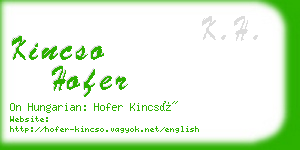 kincso hofer business card